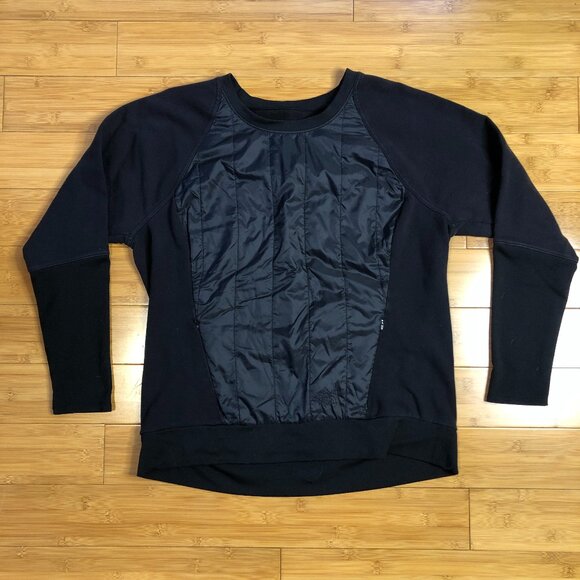North Face Athletic Sweatshirt Quilted Black Darth Large Top Goth Gym Winter - Picture 1 of 6